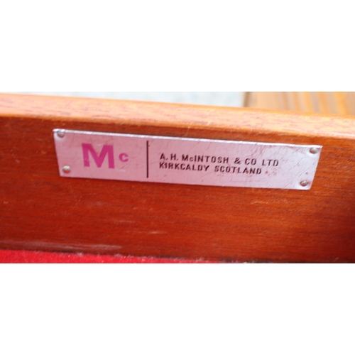 55A - A retro A.H. McIntosh of Kirkcaldy teak sideboard, with three central short drawers, the top drawer ... 