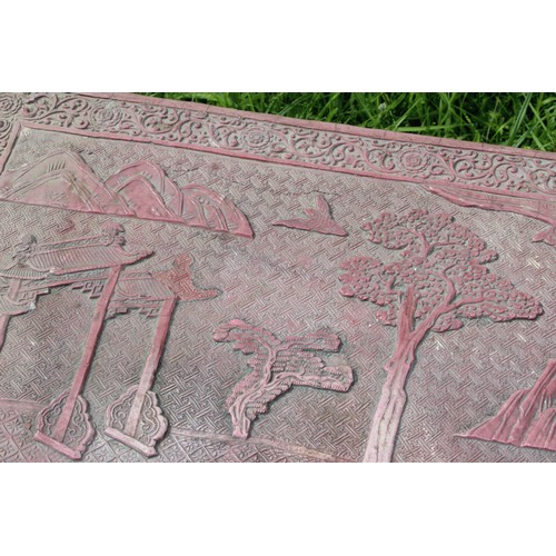 51 - Chinese lacquer low tea table or Kang table, likely early 20th century, approx 97cm wide x 35cm tall... 