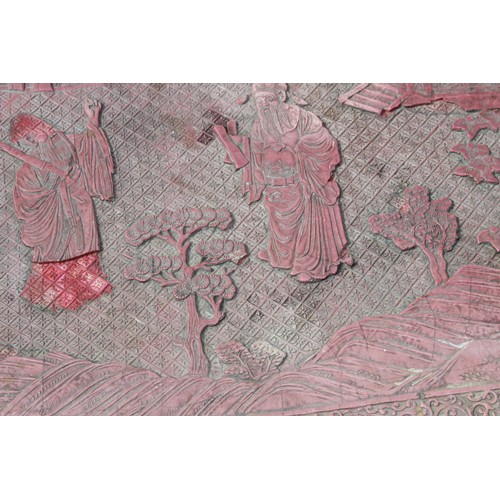 51 - Chinese lacquer low tea table or Kang table, likely early 20th century, approx 97cm wide x 35cm tall... 