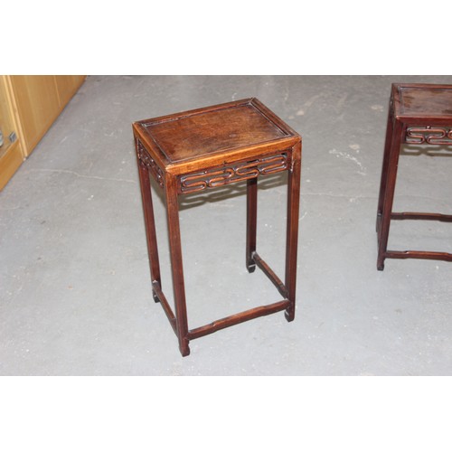 46 - An early 20th century Chinese hardwood nest of 3 tables, the largest approx 37cm wide x 60cm tall