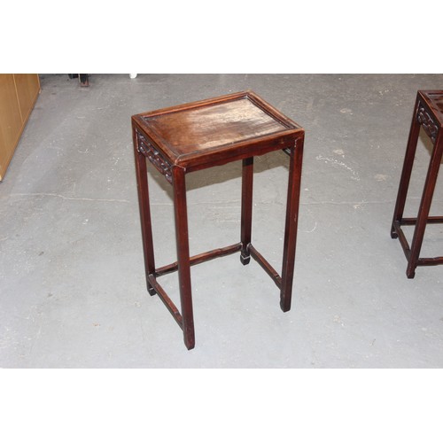 46 - An early 20th century Chinese hardwood nest of 3 tables, the largest approx 37cm wide x 60cm tall