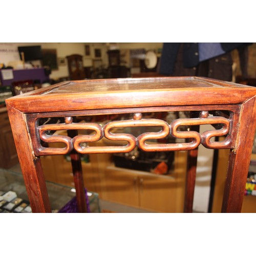 46 - An early 20th century Chinese hardwood nest of 3 tables, the largest approx 37cm wide x 60cm tall