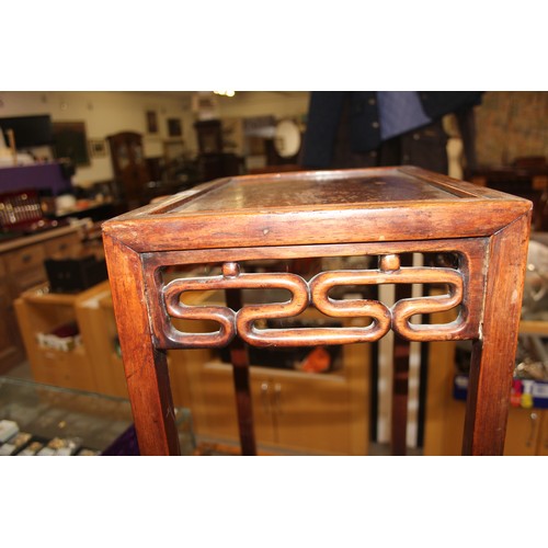 46 - An early 20th century Chinese hardwood nest of 3 tables, the largest approx 37cm wide x 60cm tall