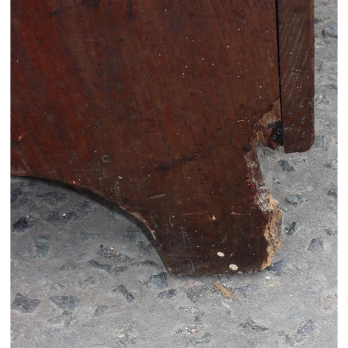 10 - An antique elm coffer with iron handles, likely 18th or 19th century, approx 110cm wide x 36cm deep ... 