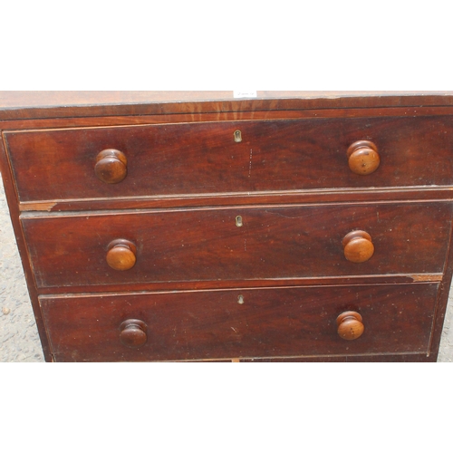 9 - A small antique mahogany 3 drawer chest of drawers, approx 79cm wide