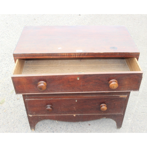 9 - A small antique mahogany 3 drawer chest of drawers, approx 79cm wide