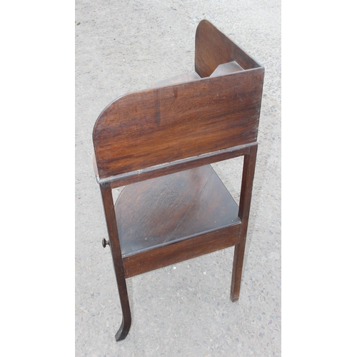 23 - Antique wooden corner wash stand with 3 curved drawers, approx 104cm tall