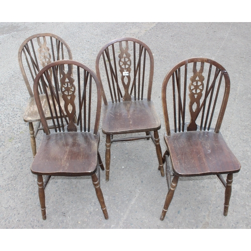 26 - A set of 4 vintage wheelback kitchen chairs