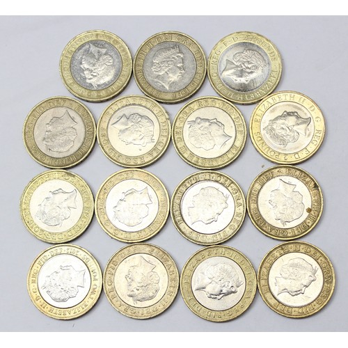 1210 - Qty of assorted collectable £2 coins, some rare designs, £30 face value