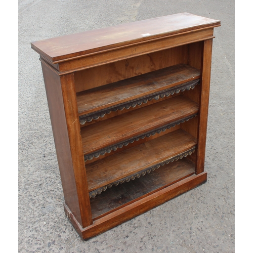 31 - Antique mahogany bookcase with leather edging, approx 91cm wide