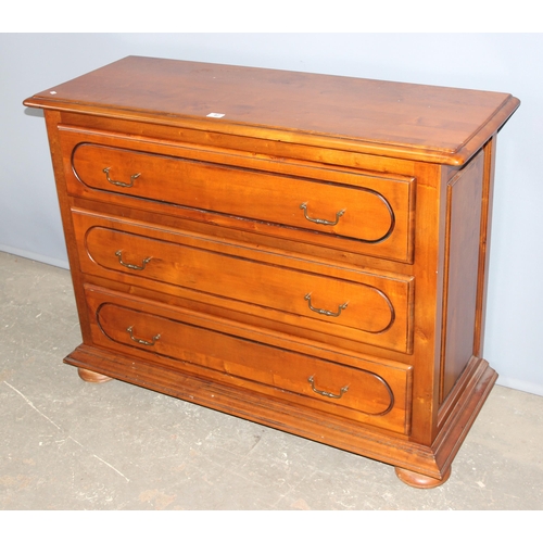 42 - A vintage Alderwood 3 drawer chest of drawers, approx 120cm x 46cm deep x 90cm tall