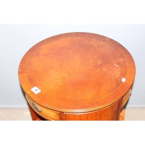 45 - An unusual antique style circular mahogany revolving bookcase with 3 drawers, approx 54cm in diamete... 