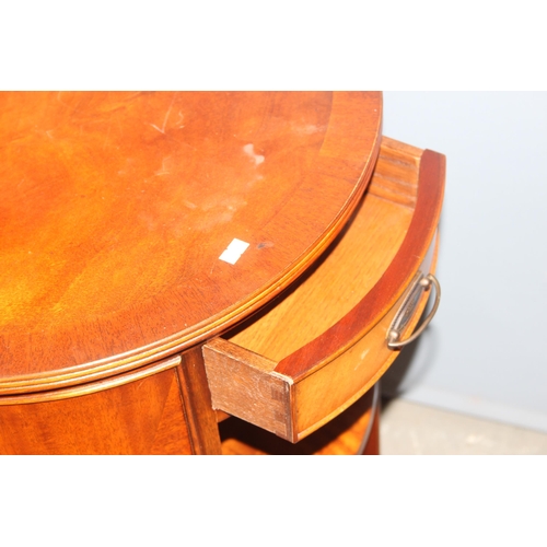 45 - An unusual antique style circular mahogany revolving bookcase with 3 drawers, approx 54cm in diamete... 