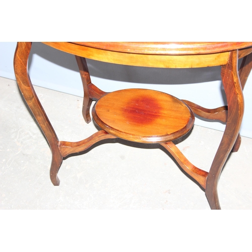 51 - An Edwardian style mahogany lamp table, approx 77cm wide x 49cm deep x 75cm tall