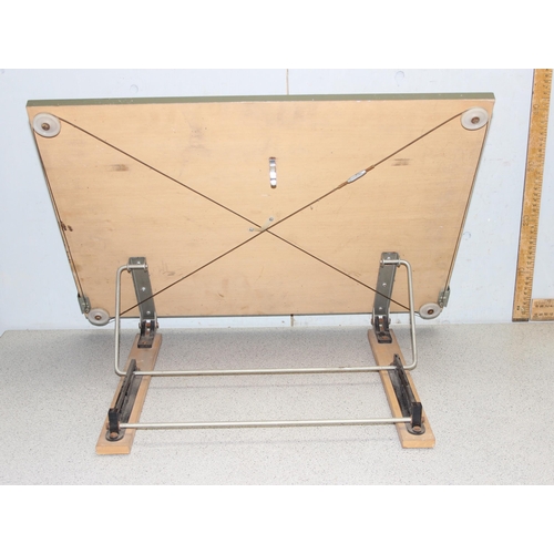 654 - Vintage British Thornton Parallel motion drawing board with T square and stationery box