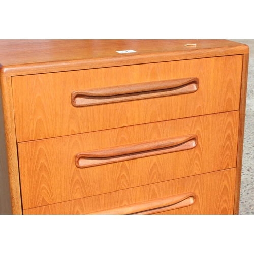 1 - A retro mid-century G-Plan slim 6 drawer chest of drawers, approx 56cm wide x 104cm tall