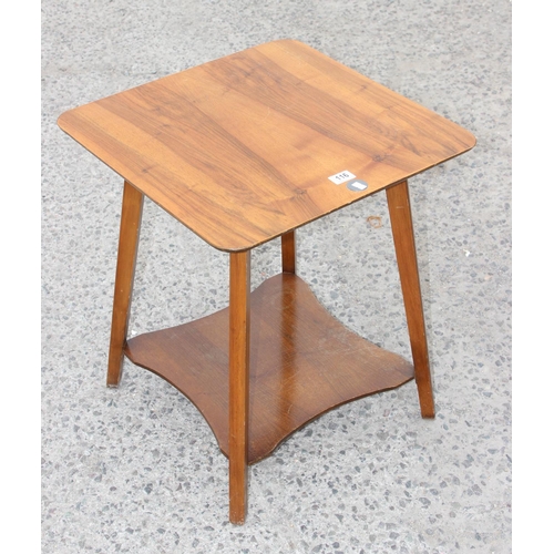 116 - Small retro revolving square topped coffee table, approx 53cm wide