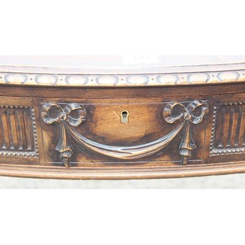 117 - A Regency style leather topped desk or console table, with 3 drawers, approx 114cm wide x 52cm deep ... 