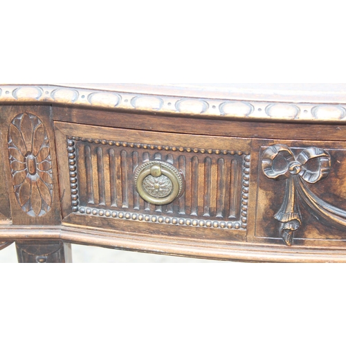 117 - A Regency style leather topped desk or console table, with 3 drawers, approx 114cm wide x 52cm deep ... 