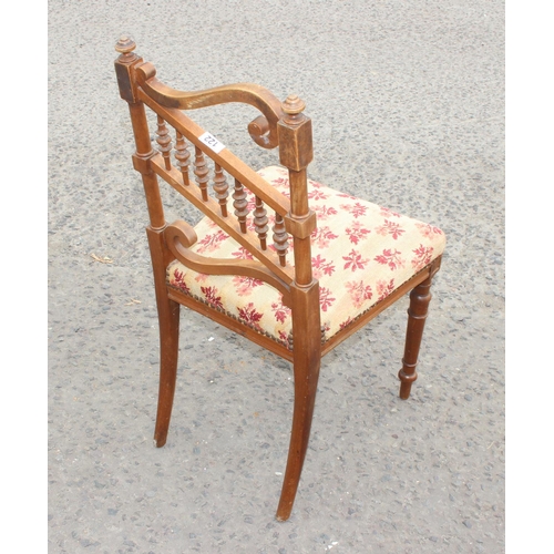 122 - An unusual antique bedroom chair and a small oak coffin stool (2)