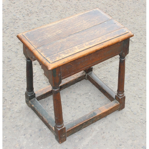 122 - An unusual antique bedroom chair and a small oak coffin stool (2)