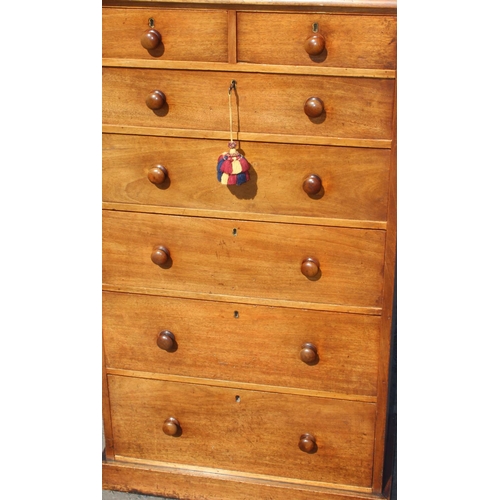 58 - An unusual Victorian mahogany 2 over 5 chest of drawers or collector's chest with turned wooden hand... 