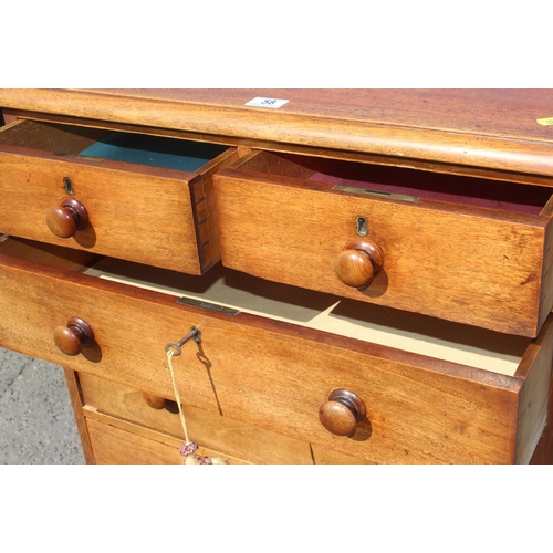 58 - An unusual Victorian mahogany 2 over 5 chest of drawers or collector's chest with turned wooden hand... 