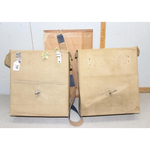 705 - Pair of canvas bicycle or motorcycle panniers