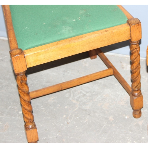 71 - Jack Berry of Wallingford, a trio of bespoke made mid 20th century light oak chairs with barleytwist... 