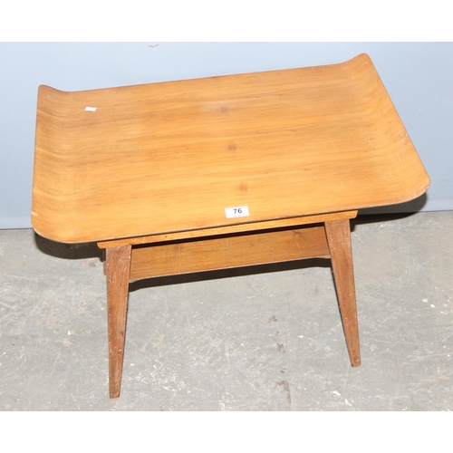 76 - A retro side table with bentwood top, approx 67cm wide x 45cm deep x 50cm tall