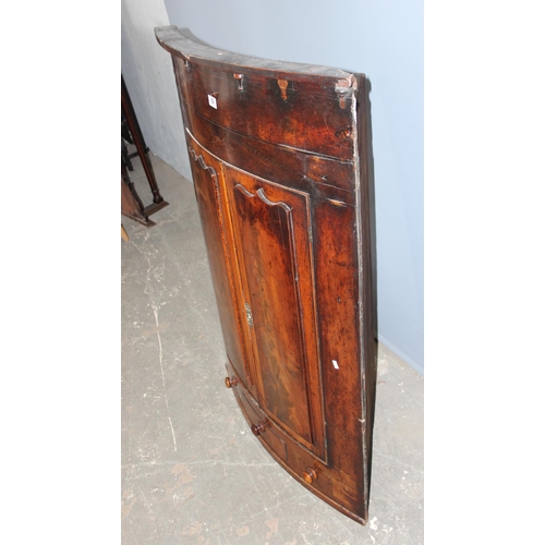 89 - A Georgian mahogany wall cupboard with single drawer and 2 false drawers, approx 90cm wide x 47cm de... 