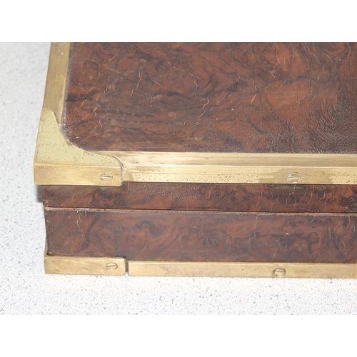 707 - Campaign style mahogany effect wooden gun case with brass edging, approx 104cm x 26.5cm x 10cm