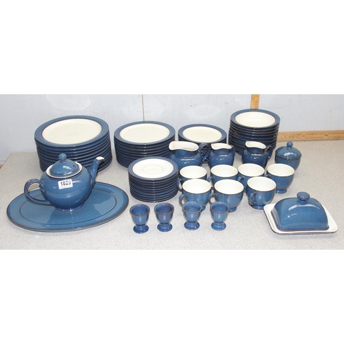 1829 - A good qty of Denby Boston blue tea & dinner service to include teapot, egg cups & coddler