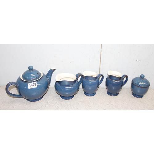 1829 - A good qty of Denby Boston blue tea & dinner service to include teapot, egg cups & coddler