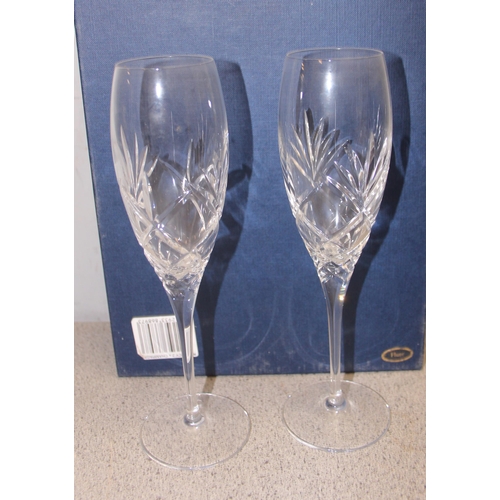 1834 - 2 boxed pairs of Doulton International cut crystal Champagne flutes