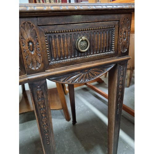 117 - A Regency style leather topped desk or console table, with 3 drawers, approx 114cm wide x 52cm deep ... 