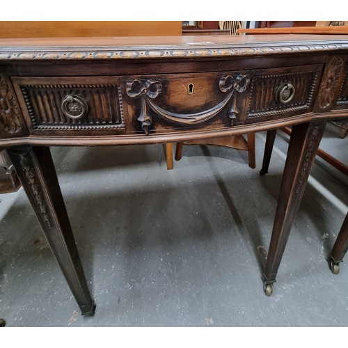 117 - A Regency style leather topped desk or console table, with 3 drawers, approx 114cm wide x 52cm deep ... 