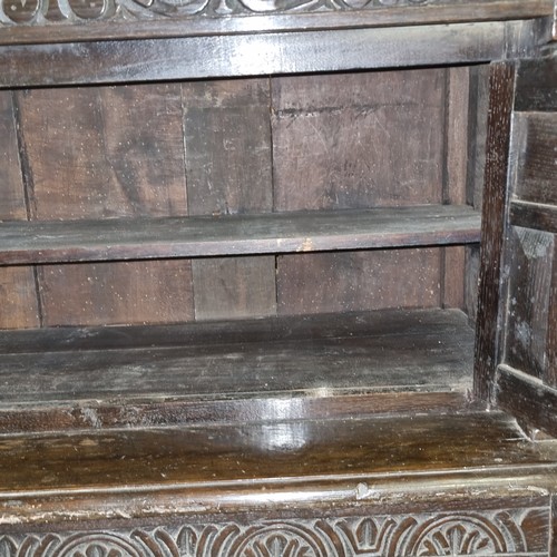 34 - Antique Jacobean style oak court cupboard, likely late 19th century, approx 105cm wide x 58cm x 126c... 