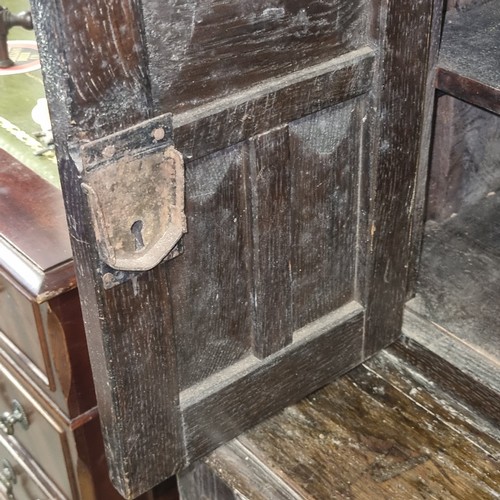 34 - Antique Jacobean style oak court cupboard, likely late 19th century, approx 105cm wide x 58cm x 126c... 