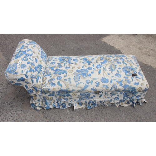 13 - A vintage floral upholstered chaises longues with storage under, approx 156cm x 65cm x 64cm tall