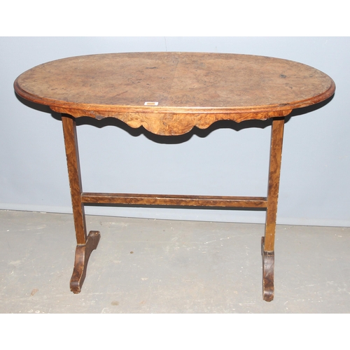 42 - An antique walnut oval shaped side table, approx 101cm wide x 51cm deep x 78cm tall