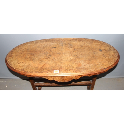 42 - An antique walnut oval shaped side table, approx 101cm wide x 51cm deep x 78cm tall