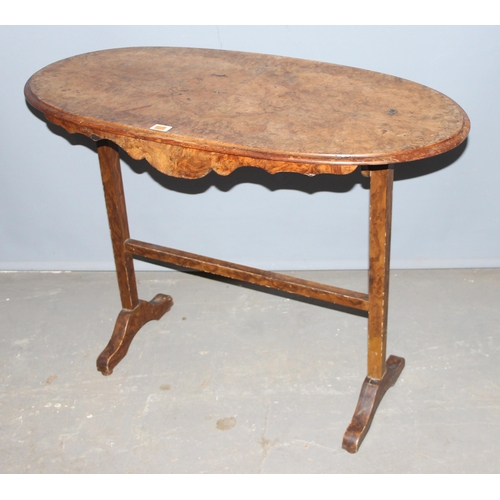 42 - An antique walnut oval shaped side table, approx 101cm wide x 51cm deep x 78cm tall