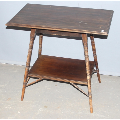 43 - An Edwardian Aesthetic Movement period side table with turned legs, approx 68cm wide x 43cm deep x 6... 