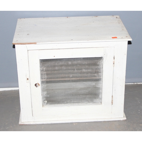 275 - A vintage painted pine meat safe with metal grills, approx 57cm wide x 35cm deep x 47cm tall