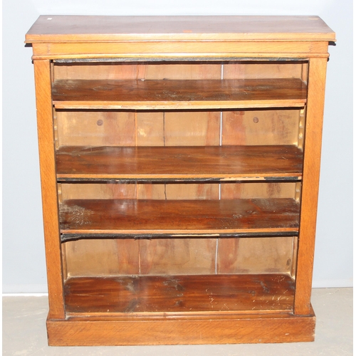 45 - Vintage mahogany bookcase with 3 adjustable shelves, approx 86cm wide x 28cm deep x 102cm tall