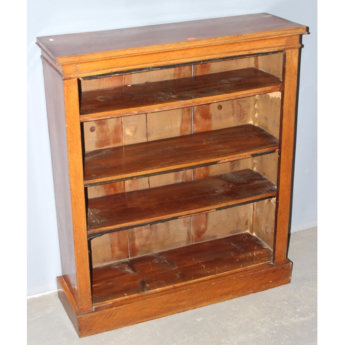 45 - Vintage mahogany bookcase with 3 adjustable shelves, approx 86cm wide x 28cm deep x 102cm tall