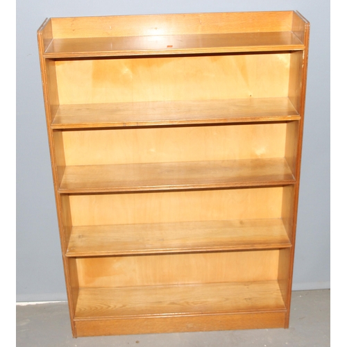 44 - Retro lightwood bookcase, approx 76cm wide x 18cm deep x 108cm tall