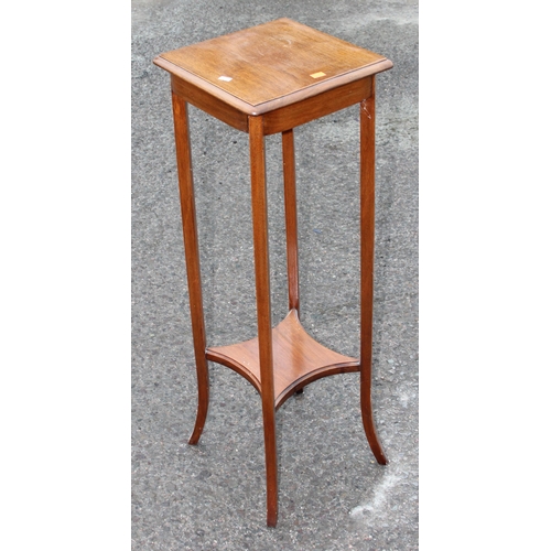 38 - An Edwardian light mahogany jardinière stand on splayed legs, approx 31cm wide x 93cm tall