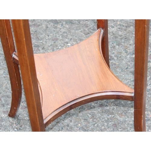 38 - An Edwardian light mahogany jardinière stand on splayed legs, approx 31cm wide x 93cm tall